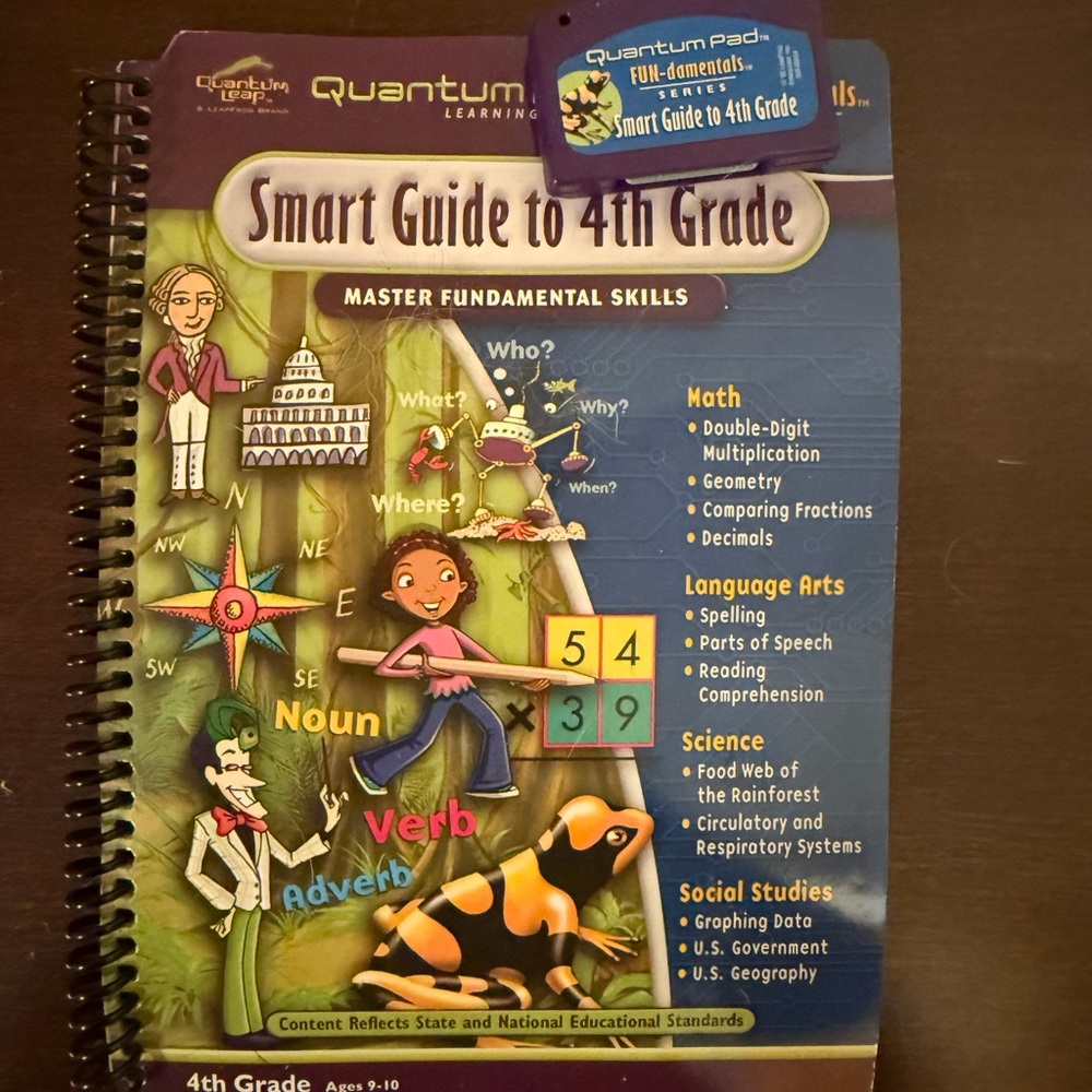 Used Leap Frog 4TH Grade Smart Guide Book & Game, Not Tested